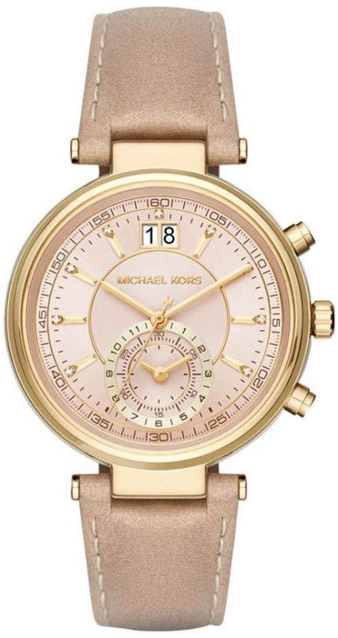michael kors sawyer leather strap chronograph watch